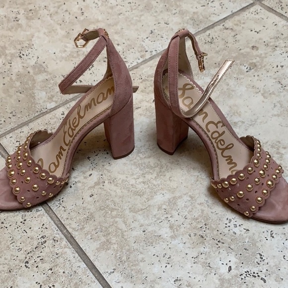 SALE!! Sam Edelman Dusty Rose Suede Block Heel - Picture 2 of 3